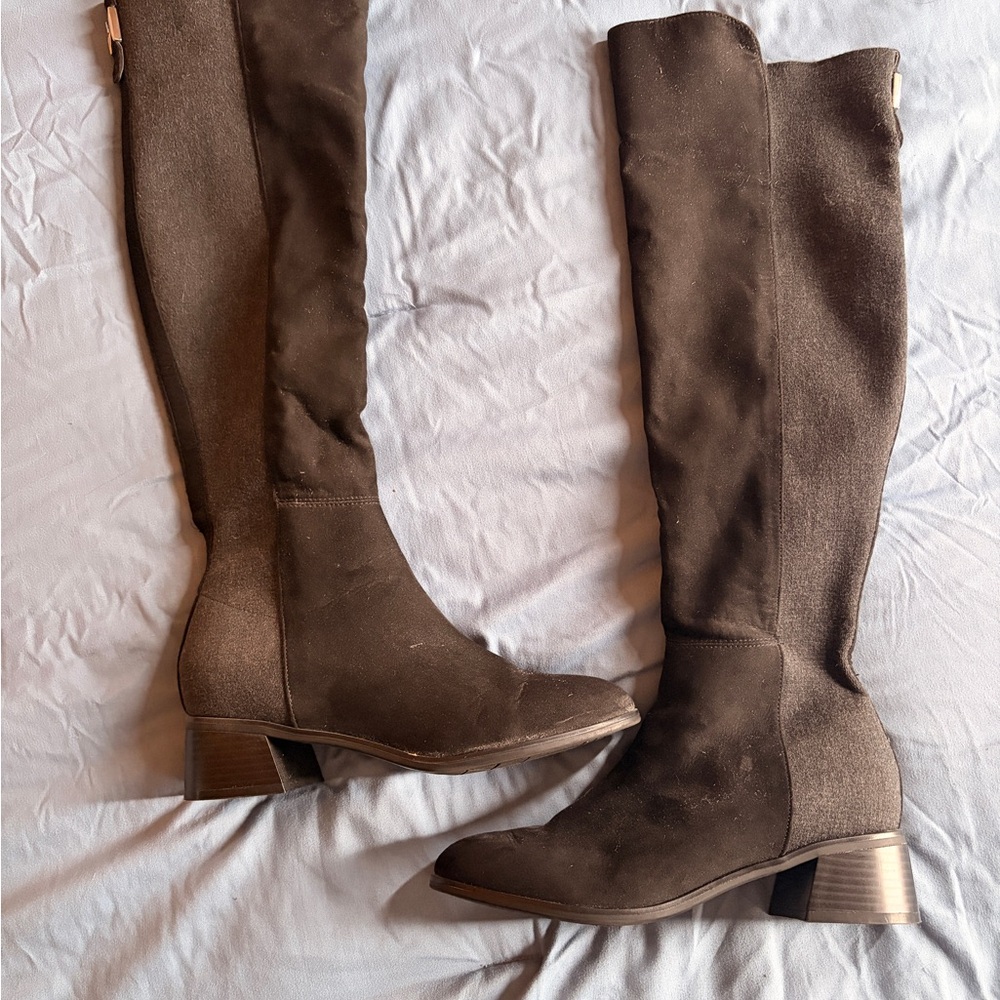 Unisa Black Suede Over the Knee Boots